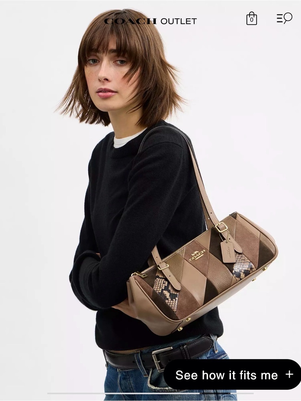 Coach Patchwork Asher Shoulder Bag in Multi Mushroom